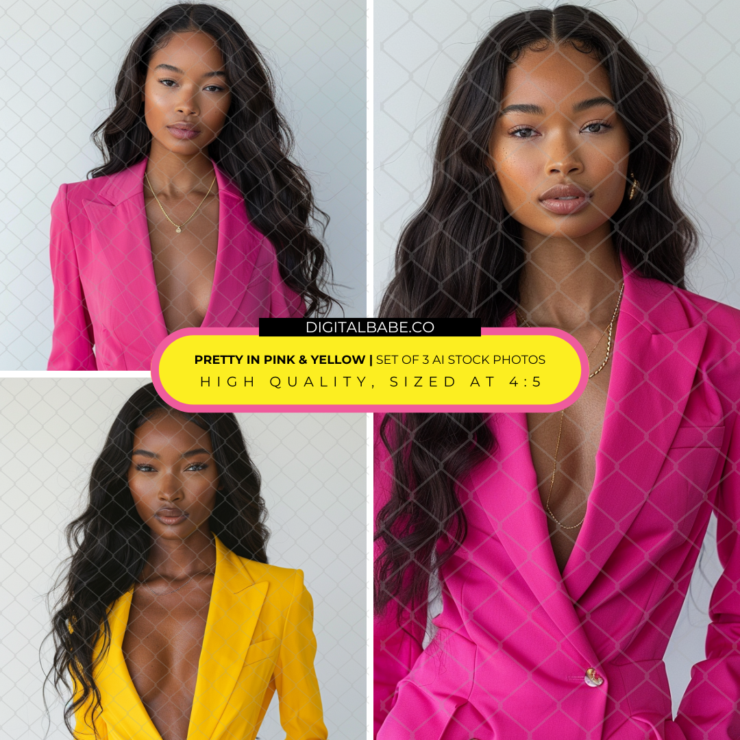 STOCK PHOTOS - PRETTY IN YELLOW& PINK (SET OF 3)